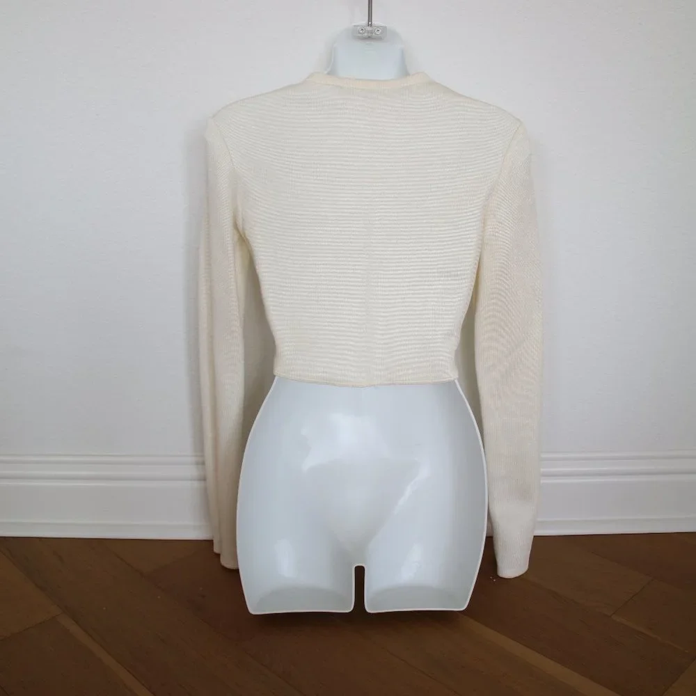 ZARA WOMAN CROP TOP Long Sleeves Shirt Casual Stretch Round Neck - XS - Picture 4 of 5